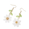304 Stainless Steel Glass Seed Beads Flower Dangle Earrings EJEW-MZ00739-5