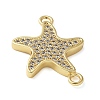 Brass Micro Pave Clear Cubic Zirconia Connector Charms KK-C086-14G-01-2