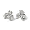 Clover Brass Micro Clear Cubic Zirconia Stud Earrings KK-S516-05P-1