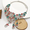 Christmas Santa Claus & Leaf Alloy Rhinestone Pendant Necklace & Stud Dangle Earrings Sets WGF6AE0-03-2