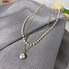 Alloy & Plastic Imitation Pearl Double Layer Necklaces WG1127D-01-2