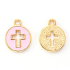 Light Gold Plated Alloy Enamel Pendants ENAM-R136-18B-2