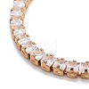 Brass Pave Clear Cubic Zirconia Square Box Chain Slider Bracelets BJEW-B094-10A-G-2