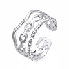 304 Stainless Steel Cable Chain Open Cuff Ring RJEW-T023-40P-3
