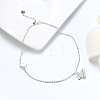 925 Sterling Silver Cable Chain Anklet AJEW-Z029-01P-2