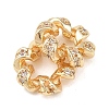 Twisted Brass Micro Pave Clear Cubic Zirconia European Beads KK-C142-02LG-2