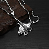 304 Stainless Steel 3D Airplane Pendant Necklaces for Men WG2E2E5-01-1