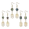 Natural Abalone Shell/Paua Shell & Natural Trochid Shell/Trochus Shell Dangle Earring for Women EJEW-JE07401-3
