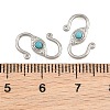 304 Stainless & Synthetic Turquoise S-Hook Clasps SA-CBA3073-02P-03-3