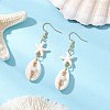 Star with Shell Shape Synthetic Turquoise Beads Dangle Earrings EJEW-JE06398-02-1