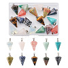 Fashewelry 20Pcs 10 Styles Natural & Synthetic Mixed Gemstone Pendants G-FW0001-36-10