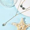 Natural Paua Shell Geometric Y Pendant Brass Double Layered Necklaces NJEW-JN06532-01-1