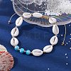 Adjustable Acrylic Shell Shape Braided Bead Anklets AJEW-AN00571-2