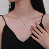 Brass Pave Clear Cubic Zirconia Rabbit Pendant Necklaces for Women WG4E031-01-2