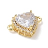 Brass Micro Pave Cubic Zirconia with Glass Heart Links Connector Charms KK-L268-017G-3