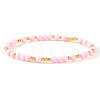 Acrylic & Brass Round Beaded Stretch Bracelets for Women QH9585-1-1