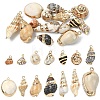 14Pcs 14 Colors Electroplated Natural Mixed Shell Pendants BSHE-YW0001-21-1