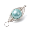 Copper Wire Wrapped Shell Pearl Pendants PALLOY-JF03115-02-5