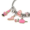 Makeup Theme Alloy Enamel Lipstick Handbag Shoe Charm Brass European Bracelets for Women BJEW-JB14237-02-4