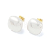 Brass & ABS Plastic Imitation Pearl Stud Earrings for Women PL-CBA760A-03B-G02-4
