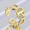 Brass Micro Pave Clear Cubic Zirconia Open Cuff Rings for Women RJEW-K289-02G-P-1