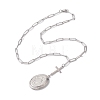 Brass Cross & Oval Locket Pendant Necklaces NJEW-JN04960-4