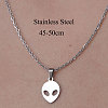 Non-Tarnish 201 Stainless Steel Alien Pendant Necklace NJEW-OY001-36-3