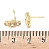 Rectangle with Flat Round Brass Micro Pave Clear Cubic Zirconia Stud Earrings EJEW-G452-12G-5