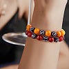 Natural Red Agate Round Beaded Stretch Bracelet BJEW-SW00077-08-5