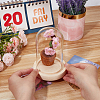 WADORN 1 Set Glass Cloche Bell Jar Terrarium with 1Pc Handmade Knitting Crochet Artificial Plum Bossom Potted DJEW-WR0001-01C-6