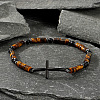 Natural Tiger Eye Flat Round Beads Link Bracelets RC8378-1-3