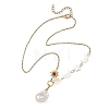 Natural Baroque Keshi Pearl Nuggets Pendant 304 Stainless Steel Cable Chain Necklaces for Women NJEW-JN06697-3