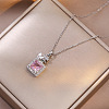 304 Stainless Steel Pave Cubic Zirconia Perfume Bottle Pendant Cable Chain Necklaces for Women WGECF3E-01-1