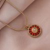 Vintage European Style 304 Stainless Steel Enamel Red Flower Pendant Necklaces for Women WS4572-1