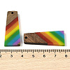 Pride Rainbow Theme Resin & Walnut Wood Pendants WOOD-K012-10B-3