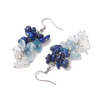 Natural Lapis Lazuli Earrings EJEW-TA00462-03-1