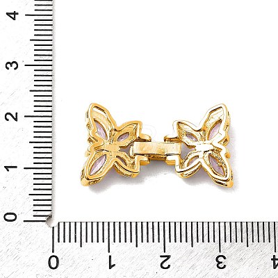 Brass Micro Pave Cubic Zirconia Fold Over Clasps KK-C075-35G-1