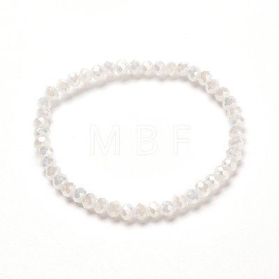 Faceted Glass Rondelle Beads Stretch Bracelet for Kid BJEW-JB06807-14-1