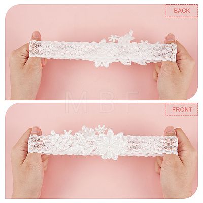 AHANDMAKER 2 Sets 2 Style Polyester Lace Elastic Bridal Garters AJEW-GA0004-01-1