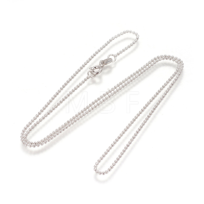 Rhodium Plated 925 Sterling Silver Ball Chain Necklaces STER-L059-14P-1