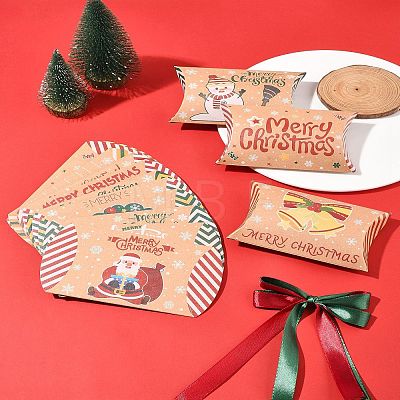 24Pcs 12 Styles Christmas Theme Cardboard Candy Pillow Boxes CON-FS0001-12-1