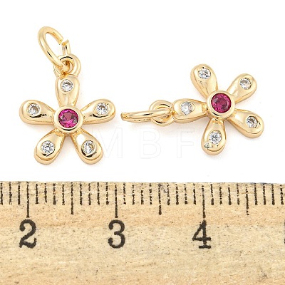Rack Plating Brass Micro Pave Clear Cubic Zirconia Charms KK-F089-07G-1