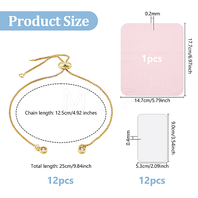 12Pcs Rack Plating Adjustable Brass Slider Bracelet Making KK-DC0004-37G-1