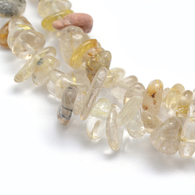 Natural Gold Rutilated Quartz Beads Strands G-P332-31-1