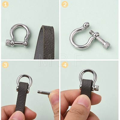 304 Stainless Steel D-Ring Anchor Shackle Clasps STAS-P198-10-1