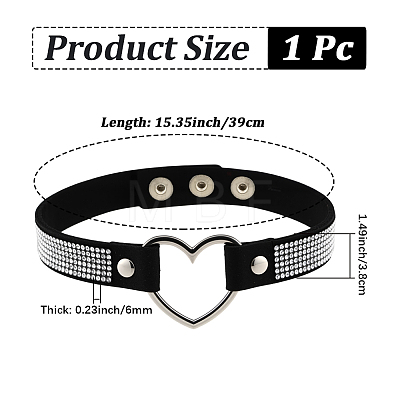 Punk-style Black Imitation Leather Crystal Rhinestone Chocker Necklaces NJEW-CL0001-30-1