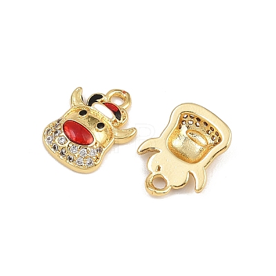 Brass Micro Pave Cubic Zirconia Charms KK-Z129-01G-03-1