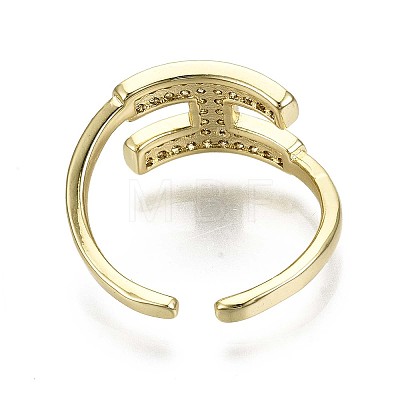 Brass Micro Pave Clear Cubic Zirconia Cuff Rings RJEW-S044-114-NF-1