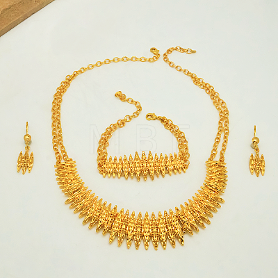 Vintage Alloy Spiked Fringe Bracelet & Necklace & Earrings Set for Women IV1181-1