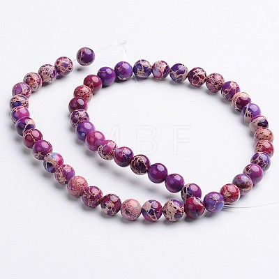 Dyed & Heated Natural Imperial Jasper Round Bead Strands G-M274-03-6mm-1